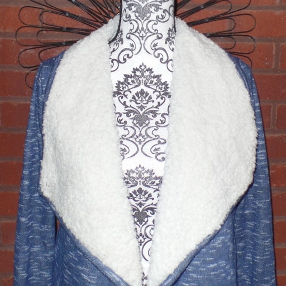 Blue Heather Sherpa Lined Teddy Bear Jacket NWT - Picture 3 of 6